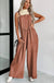Gold Flame Textured Buttoned Straps Ruched Wide Leg Jumpsuit Dear lover