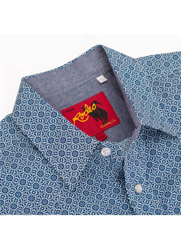 Men's Short Sleeve Pearl Snap Print Shirt-PS100S-1095 Rodeo Clothing