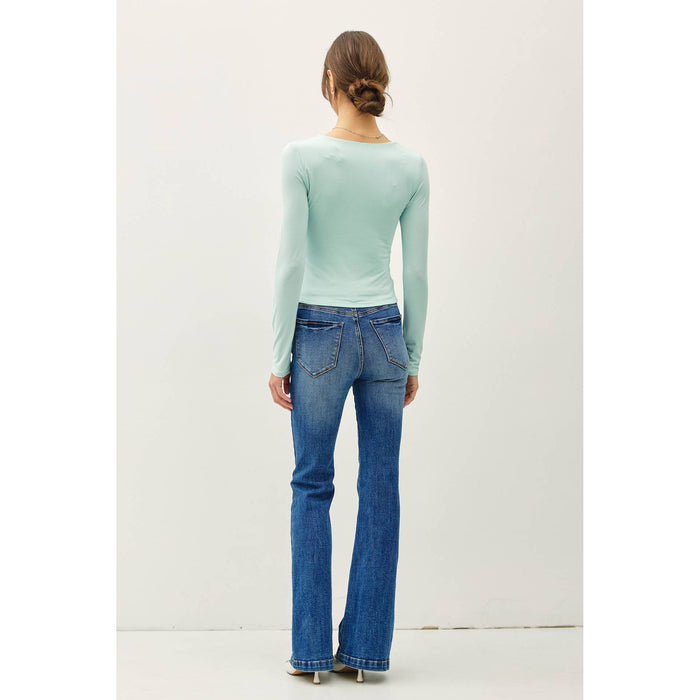 BASIC SQUARE NECK LONG SLEEVE TOP