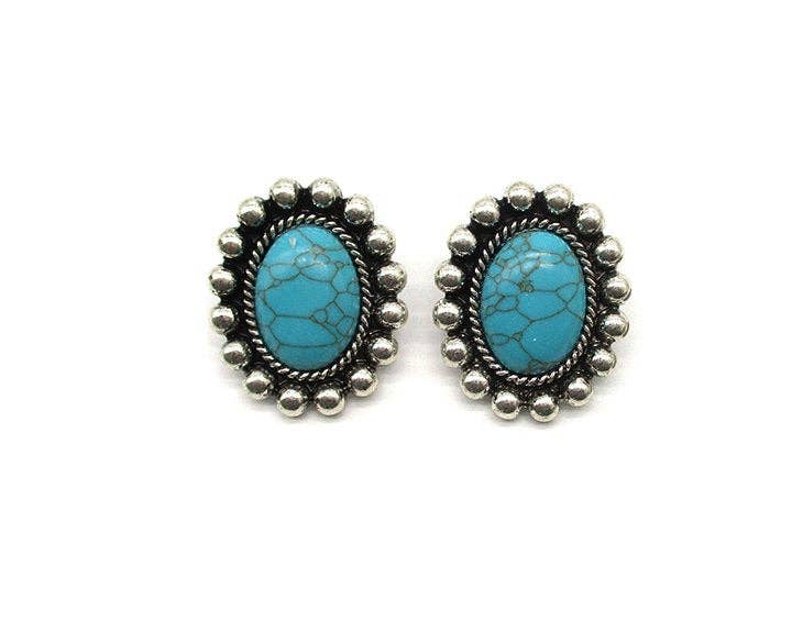 Western Oval Turquoise Post Earring