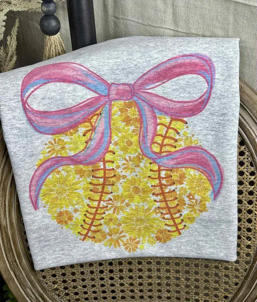 Softball with a Bow (Gildan Tee) 1/2 Penny Wholesale