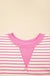Sachet Pink Contrast Detail Striped Ruffle Short Sleeve Top Dear lover