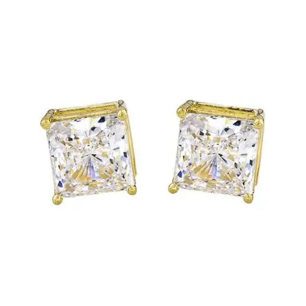 7mm 10k gold square stud earrings - LECCE