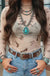 Oatmeal Western Print Slim Fit Mesh Long Sleeve Mock Neck Top Dear lover