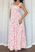 Pink Floral Print Knot Straps High Waist Flared Maxi Dress Dear lover