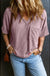 Valerian Corded V Neck Chest Pocket Loose T-shirt Dear lover