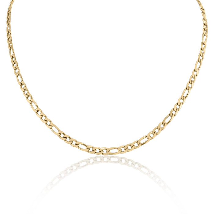 18K Gold Figaro Chain Necklace Stainless Steel