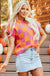 Strawberry Pink Colorblock Plaid Pattern Ribbed Trim Sweater Tank Top Dear lover