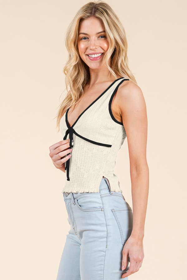 Binding Merrow W/ Bow Sleeveless Top