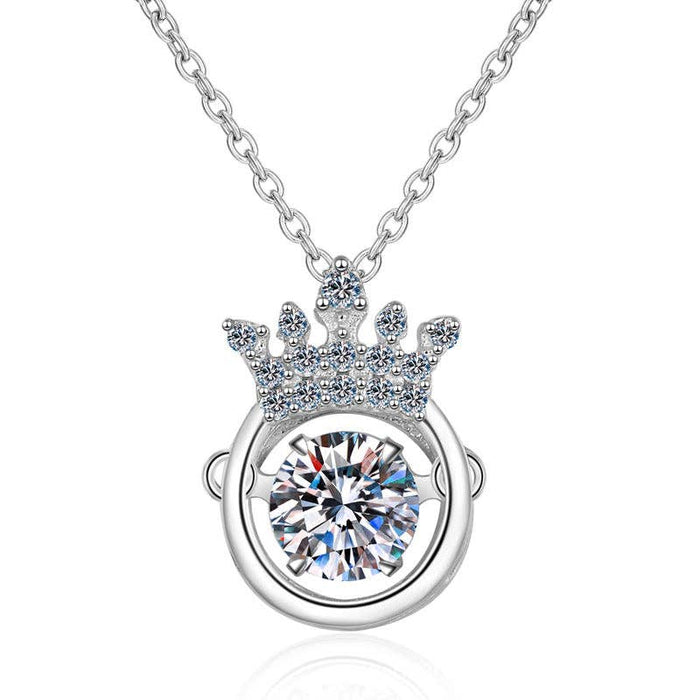 Moissanite Crown Pendant Necklace in 925 Sterling Silver  0.5ct