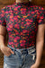 Rose Floral Mesh Top – Retro Print Short Sleeve Dear lover