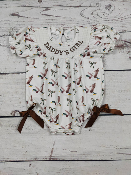 Duck Printed Daddy's Girl Smocked Bubble