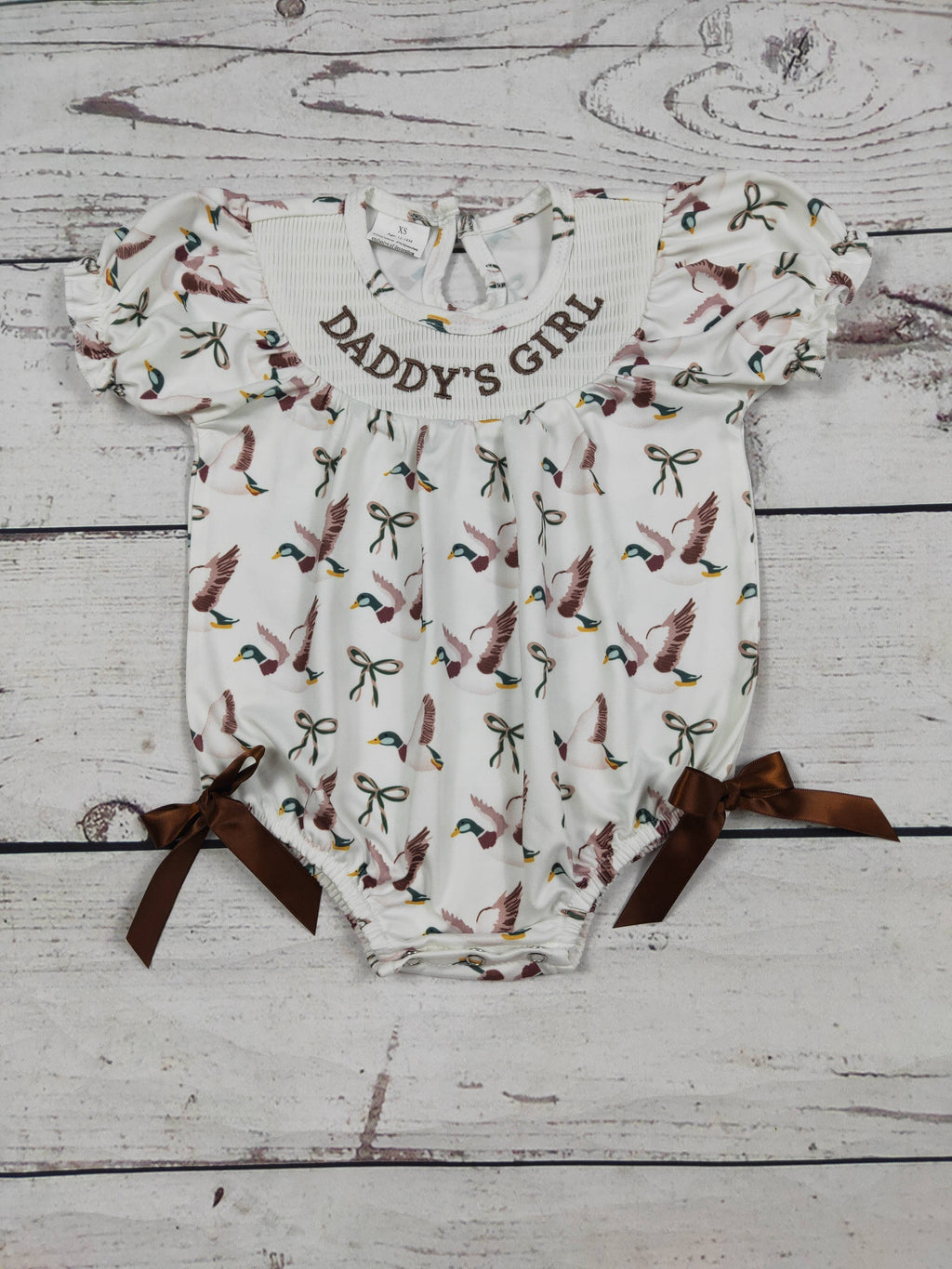 Duck Printed Daddy's Girl Smocked Bubble