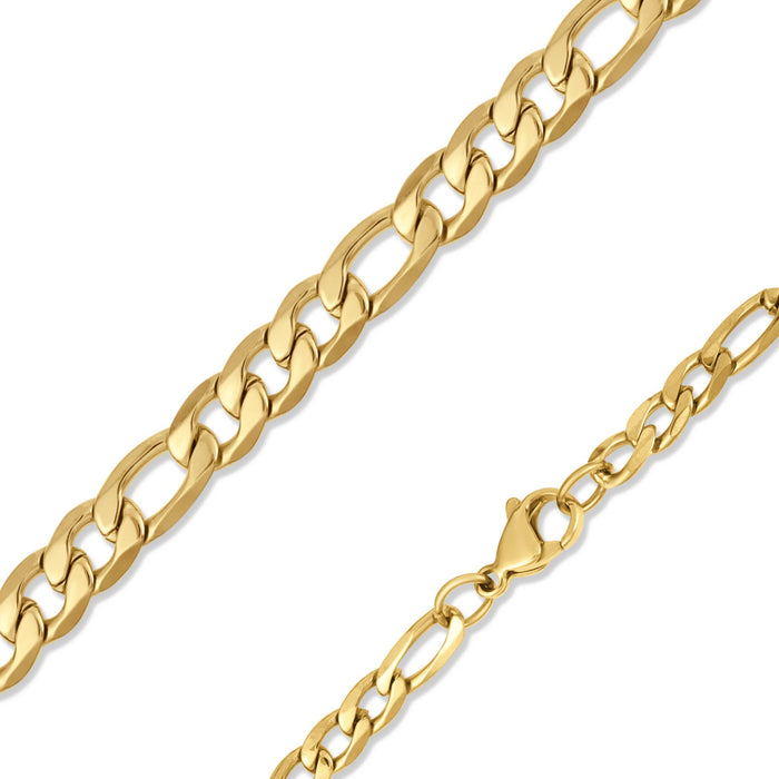18K Gold Figaro Chain Necklace Stainless Steel