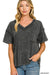Acid Washed V-Neck Pocket T-Shirt — Ash Black