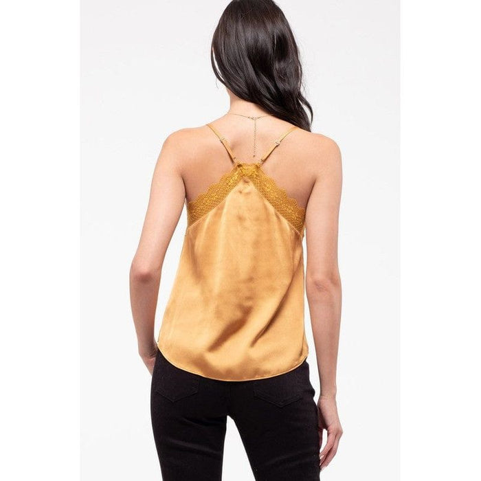 Satin Lace Trim Cami Blu Pepper