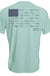 Coast Men's Cloud Blue Crew Neck Performance Short Sleeve T-Shirt with Vintage Indigo Blue Fish Flag Logo on Back Hooey