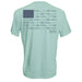 Coast Men's Cloud Blue Crew Neck Performance Short Sleeve T-Shirt with Vintage Indigo Blue Fish Flag Logo on Back Hooey