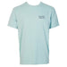 Coast Men's Cloud Blue Crew Neck Performance Short Sleeve T-Shirt with Vintage Indigo Blue Fish Flag Logo on Back Hooey
