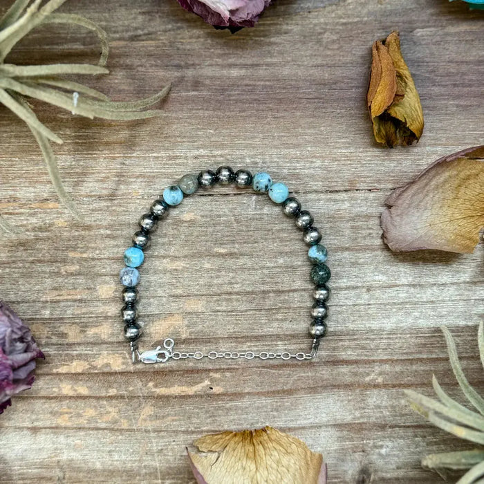 Sterling Silver & Larimar Bracelet The Bijoux Fab