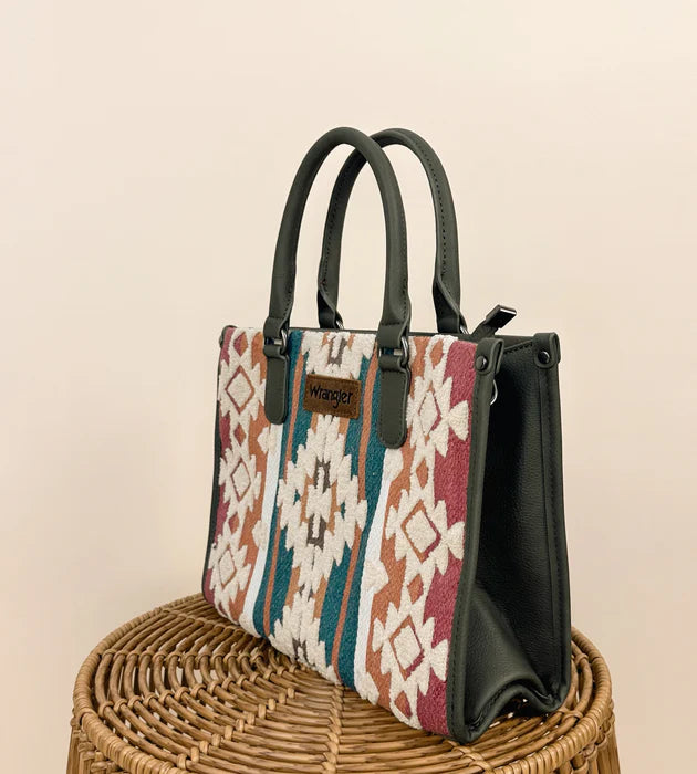 Wrangler Sherpa Aztec Canvas Tote/Crossbody Purses Montana West