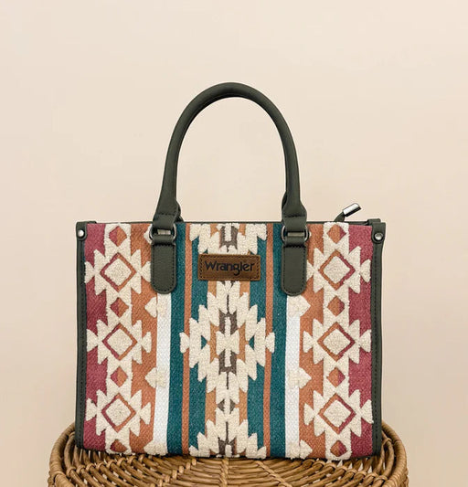 Wrangler Sherpa Aztec Canvas Tote/Crossbody Purses Montana West