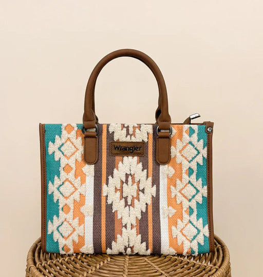 Wrangler Sherpa Aztec Canvas Tote/Crossbody Purses Montana West