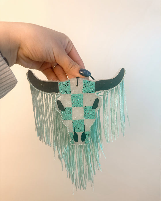 Checkered Bull Skull Freshie