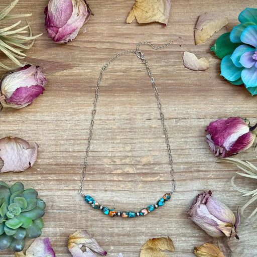 Turquoise & Spiny Oyster Pearl Necklace The Bijoux Fab