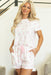 Pink Floral Lettuce Trim Tee and Shorts Ribbed Lounge Set Dear lover