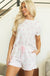Pink Floral Lettuce Trim Tee and Shorts Ribbed Lounge Set Dear lover