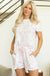 Pink Floral Lettuce Trim Tee and Shorts Ribbed Lounge Set Dear lover