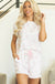 Pink Floral Lettuce Trim Tee and Shorts Ribbed Lounge Set Dear lover