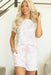 Pink Floral Lettuce Trim Tee and Shorts Ribbed Lounge Set Dear lover