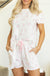 Pink Floral Lettuce Trim Tee and Shorts Ribbed Lounge Set Dear lover