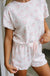 Pink Floral Lettuce Trim Tee and Shorts Ribbed Lounge Set Dear lover