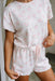 Pink Floral Lettuce Trim Tee and Shorts Ribbed Lounge Set Dear lover