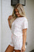 Pink Floral Lettuce Trim Tee and Shorts Ribbed Lounge Set Dear lover