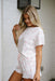 Pink Floral Lettuce Trim Tee and Shorts Ribbed Lounge Set Dear lover