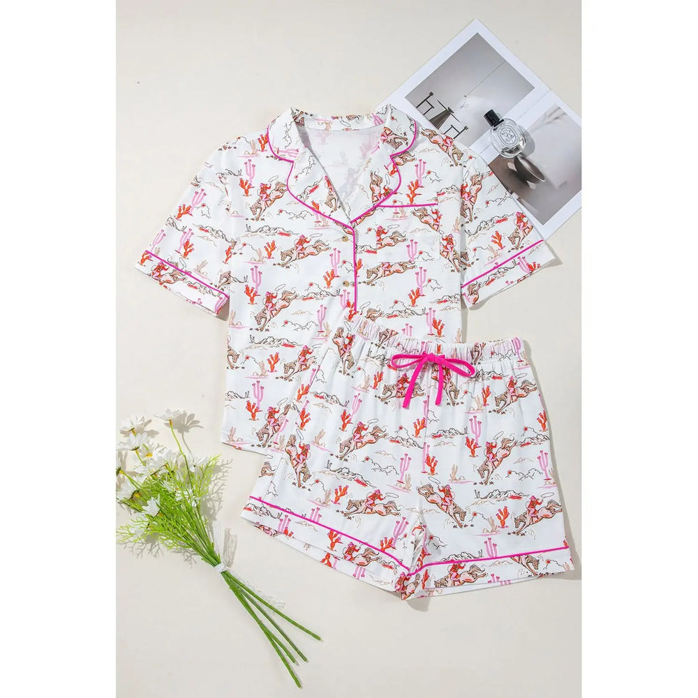 White Cowgirl Country Print Pajamas Set Dear lover