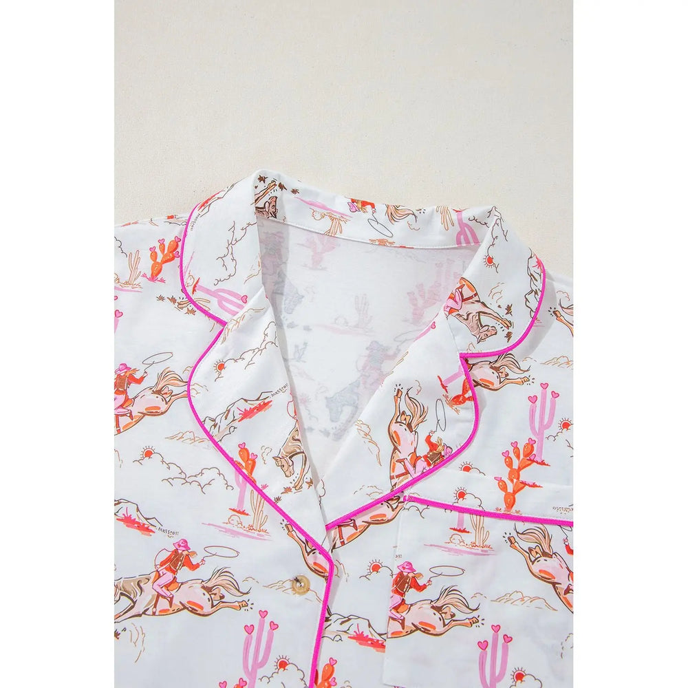 White Cowgirl Country Print Pajamas Set Dear lover