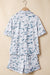 Beige Camouflage Print Lapel Shirt Drawstring 2pcs Short Pajama Set Dear lover