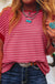Pink Stripe Knitted Round Neck T Shirt Dear lover