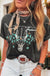 Carbon Grey Vintage Western Bull Head Skull Turquoise Aztec Graphic T Shirt Dear lover