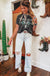 Carbon Grey Vintage Western Bull Head Skull Turquoise Aztec Graphic T Shirt Dear lover
