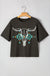 Carbon Grey Vintage Western Bull Head Skull Turquoise Aztec Graphic T Shirt Dear lover