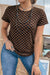 Black Checkerboard Round Neck Summer T Shirt Dear lover