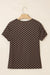 Black Checkerboard Round Neck Summer T Shirt Dear lover