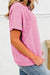 Pink Mineral Wash Lace Patchwork Notched Neck Raw Cut Tee Dear lover