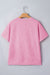Pink Mineral Wash Lace Patchwork Notched Neck Raw Cut Tee Dear lover